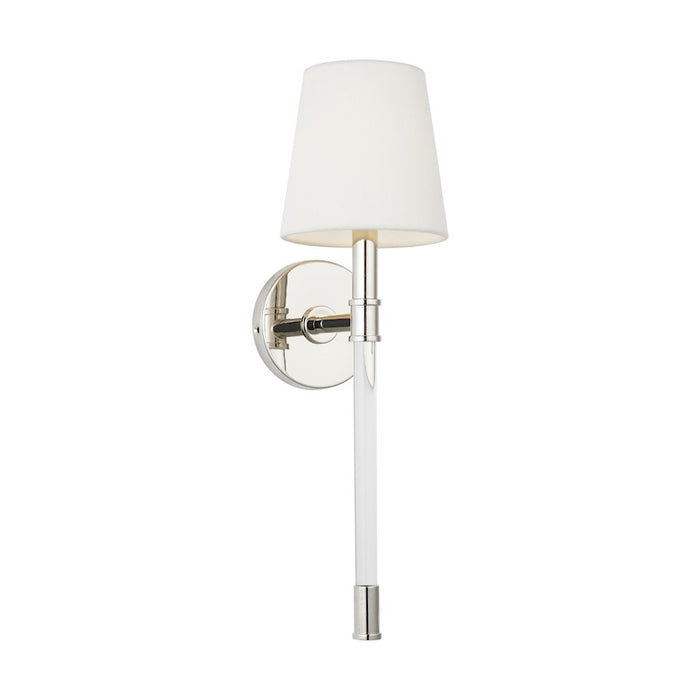 Visual Comfort Studio Hanover 1-Lt Sconce, Pol Nickel/White Linen