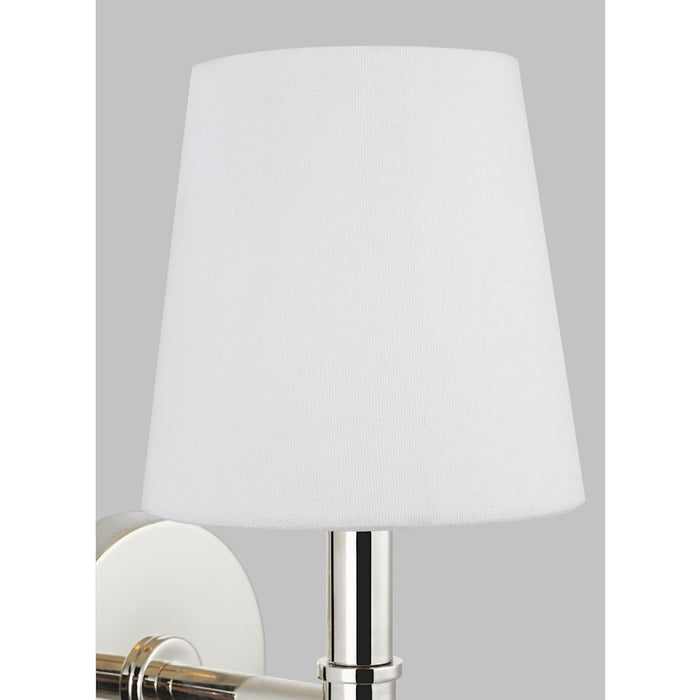 Visual Comfort Studio Hanover 1-Lt Sconce, Pol Nickel/White Linen