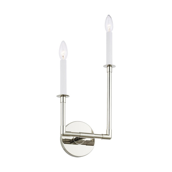 Visual Comfort Studio Bayview 2-Lt Double Right Sconce, Pol Nickel