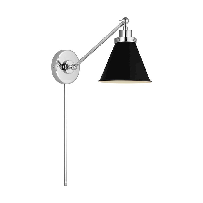 Visual Comfort Studio 1121 Wellfleet 1-Lt Single Arm Sconce, BK/NK