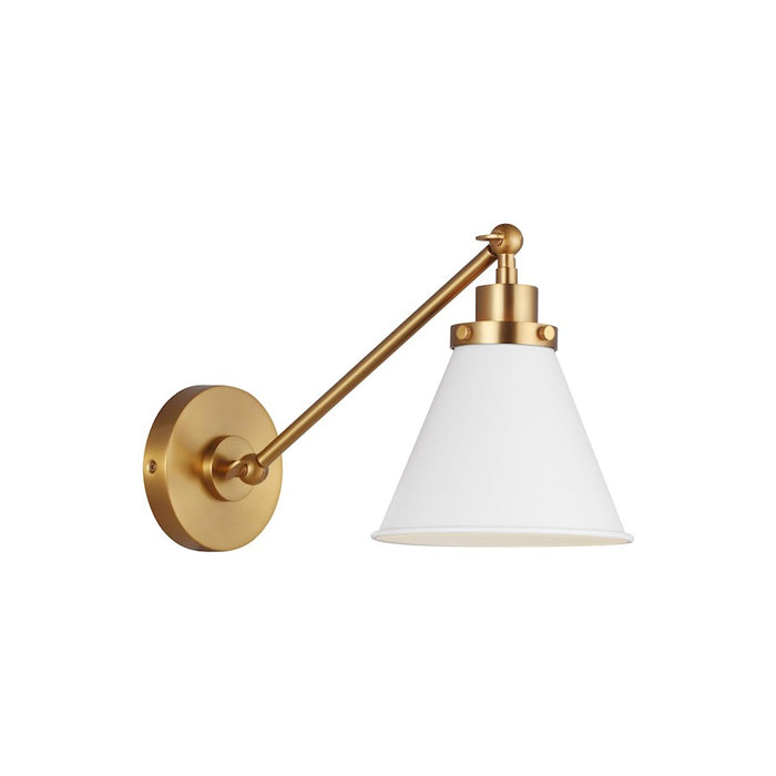 Visual Comfort Studio 1121 Wellfleet Single Arm Sconce, WH/BS