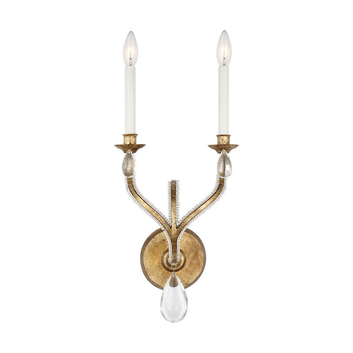 Visual Comfort Studio Kinsale 2 Light Wall Sconce, Ant Gild/Clear - CW1252ADB