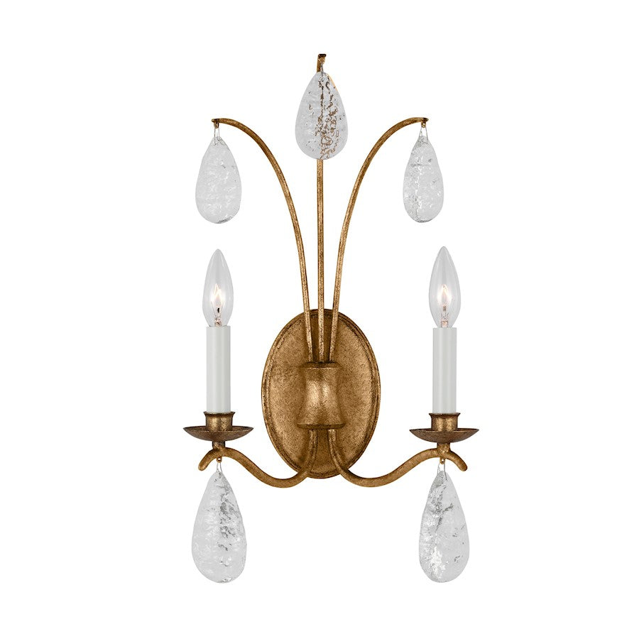 Visual Comfort Studio Shannon 2 Light Large Sconce, Ant Gild/Crystal - CW1292ADB