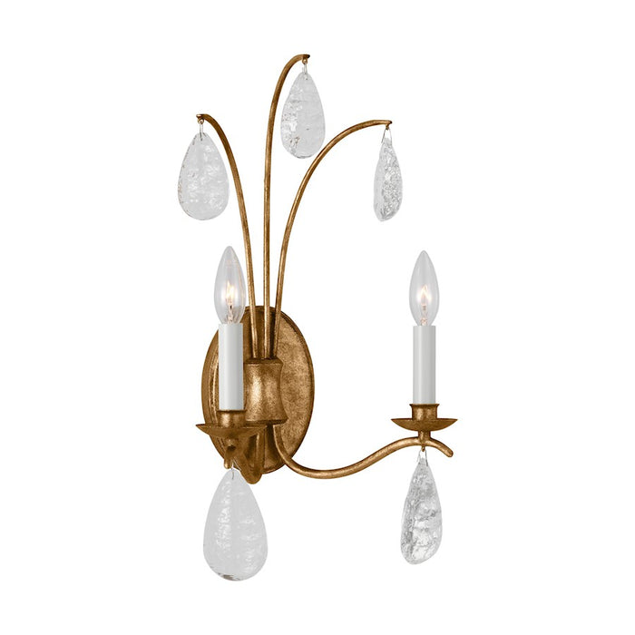 Visual Comfort Studio Shannon 2 Light Large Sconce, Ant Gild/Crystal