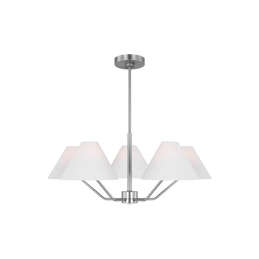 Visual Comfort Studio Burke 5-Lt Med Chandelier, Brushed Steel/White - DJC1005BS