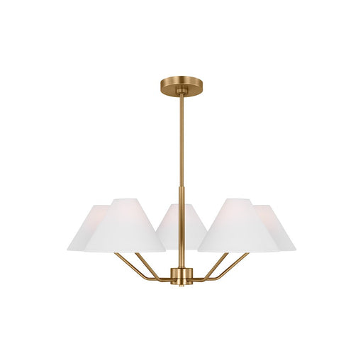 Visual Comfort Studio Burke 5-Lt Med Chandelier, Sat Brass/White - DJC1005SB