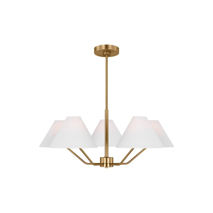 Visual Comfort Studio Burke 5-Lt Med Chandelier, Sat Brass/White - DJC1005SB