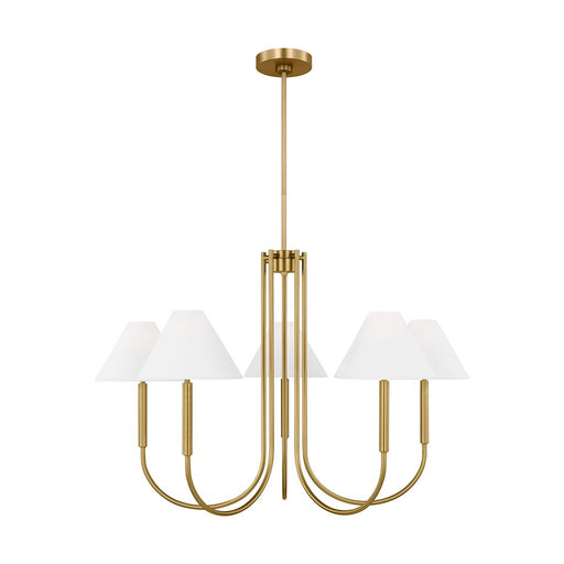 Visual Comfort Studio Porteau 6-Lt Large Chandelier, Sat Brass/White - DJC1035SB