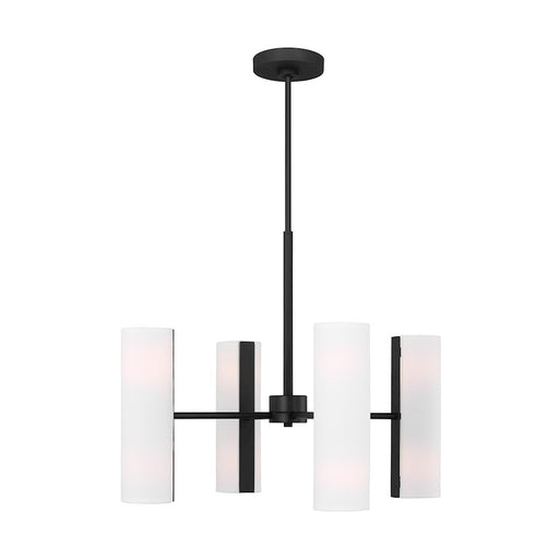 Visual Comfort Studio Capalino 8-Lt Med Chandelier, BK/WH Linen - DJC1048MBK