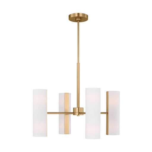 Visual Comfort Studio Capalino 8-Lt Med Chandelier, Sat Brass/White - DJC1048SB