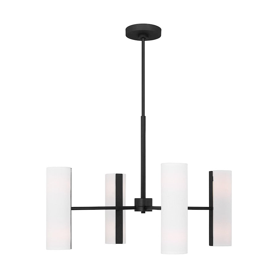 Visual Comfort Studio Capalino 8-Lt Large Chandelier, BK/WH Linen - DJC1058MBK