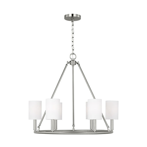 Visual Comfort Studio Egmont 6-Lt Large Chandelier, Brushed Steel/WH - DJC1086BS