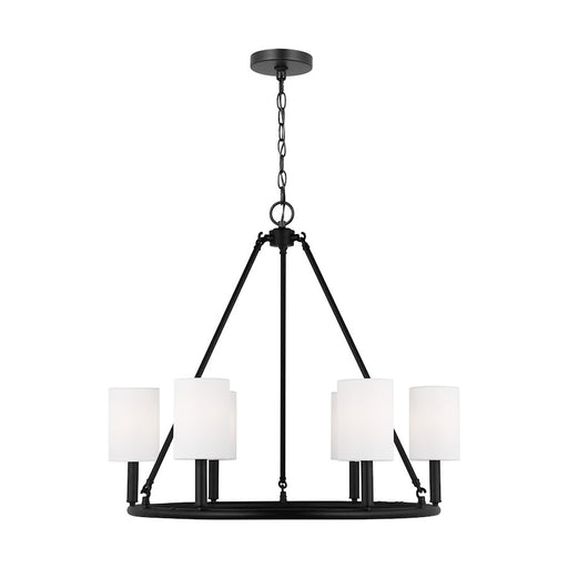 Visual Comfort Studio Egmont 6-Lt Large Chandelier, BK/WH Linen - DJC1086MBK