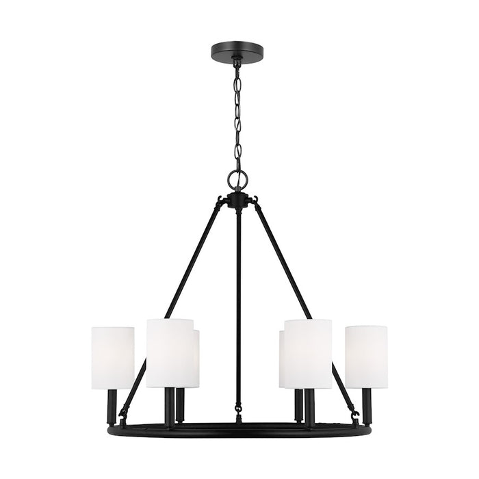 Visual Comfort Studio Egmont 6-Lt Large Chandelier, BK/WH Linen - DJC1086MBK