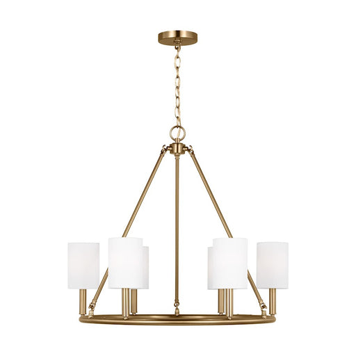 Visual Comfort Studio Egmont 6-Lt Large Chandelier, Sat Brass/White - DJC1086SB