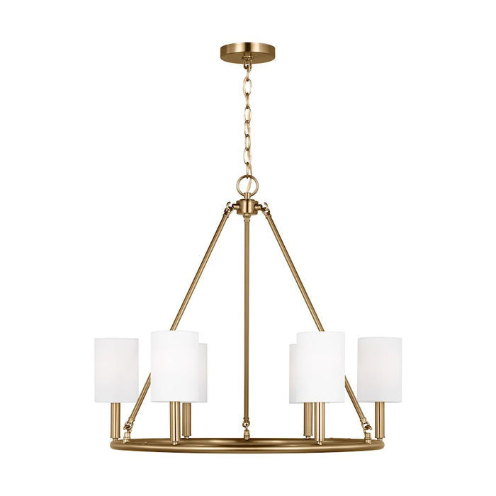 Visual Comfort Studio Egmont 6-Lt Large Chandelier, Sat Brass/White - DJC1086SB