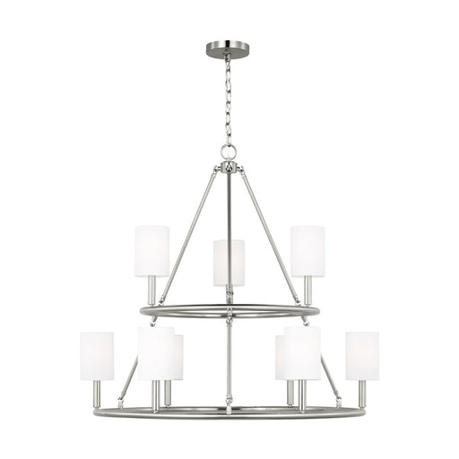 Visual Comfort Studio Egmont 6-Lt XL Chandelier, Steel/White - DJC1099BS