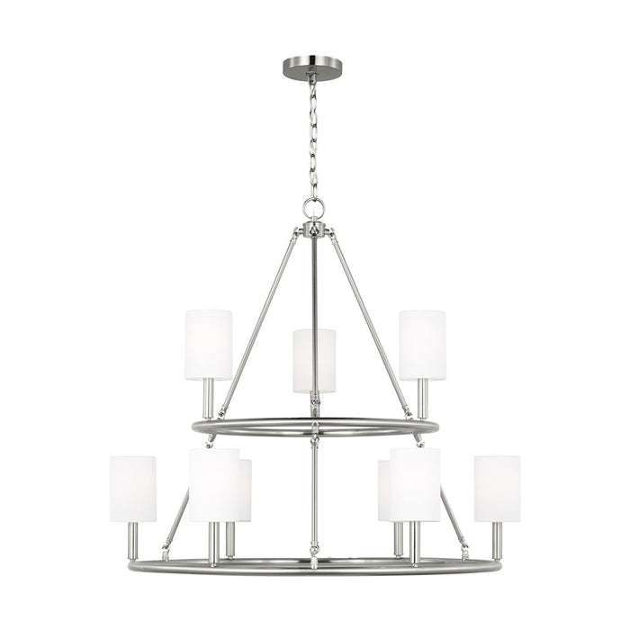 Visual Comfort Studio Egmont 6-Lt XL Chandelier, Steel/White - DJC1099BS