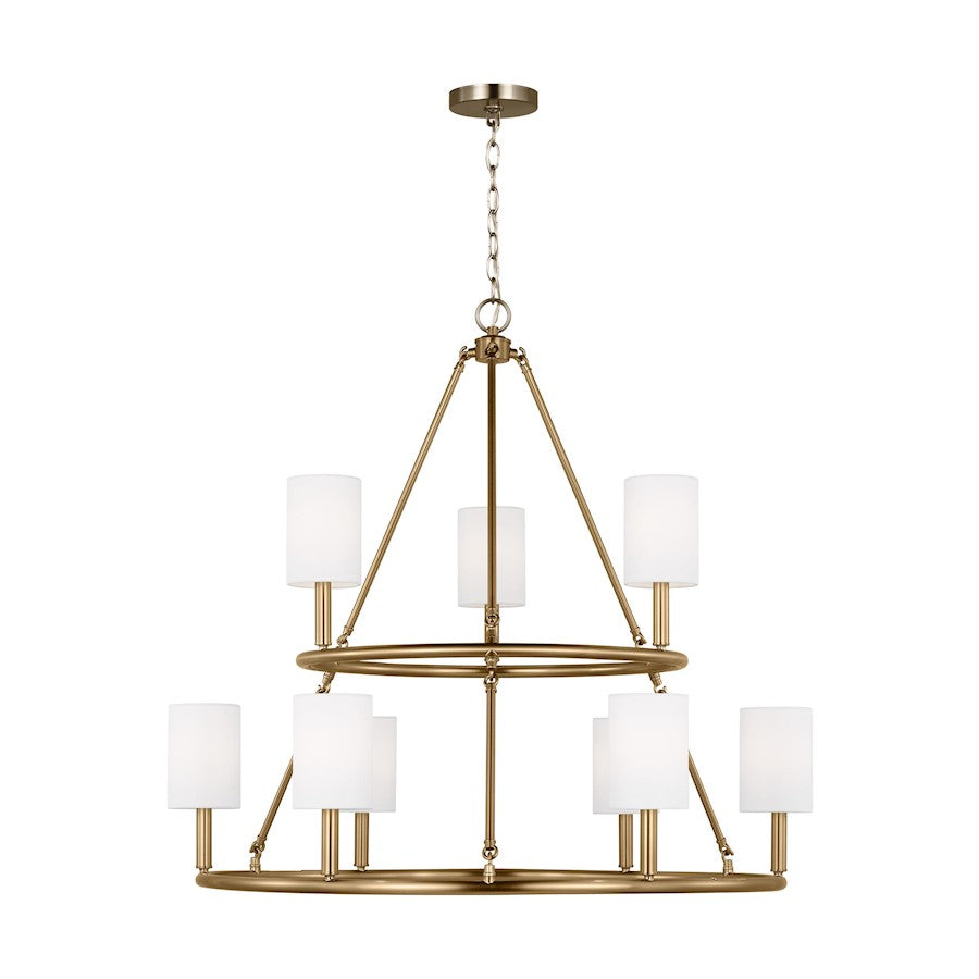 Visual Comfort Studio Egmont 9-Lt XL Chandelier, Brass/White - DJC1099SB