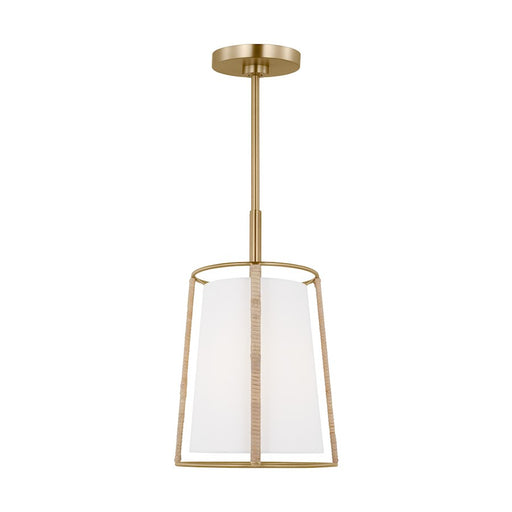 Visual Comfort Studio Cortes 1-Lt Med Hanging Shade, Sat Brass/White - DJP1011SB