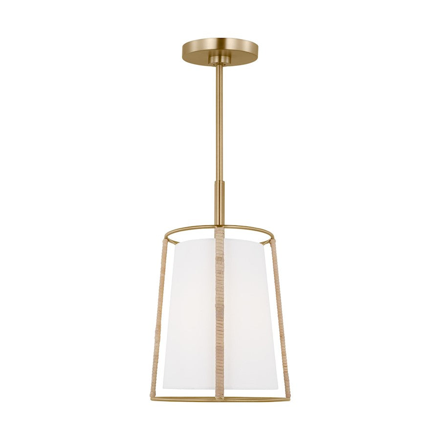 Visual Comfort Studio Cortes 1-Lt Med Hanging Shade, Sat Brass/White - DJP1011SB