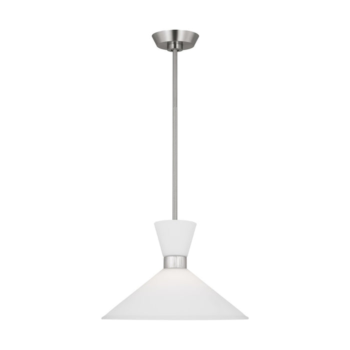 Visual Comfort Studio Belcarra 1-Lt Med Pendant, Steel/Etched White - DJP1091BS