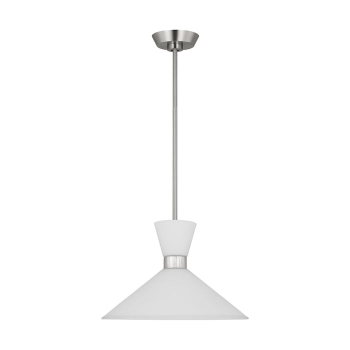 Visual Comfort Studio Belcarra 1-Lt Med Pendant, Steel/Etched White