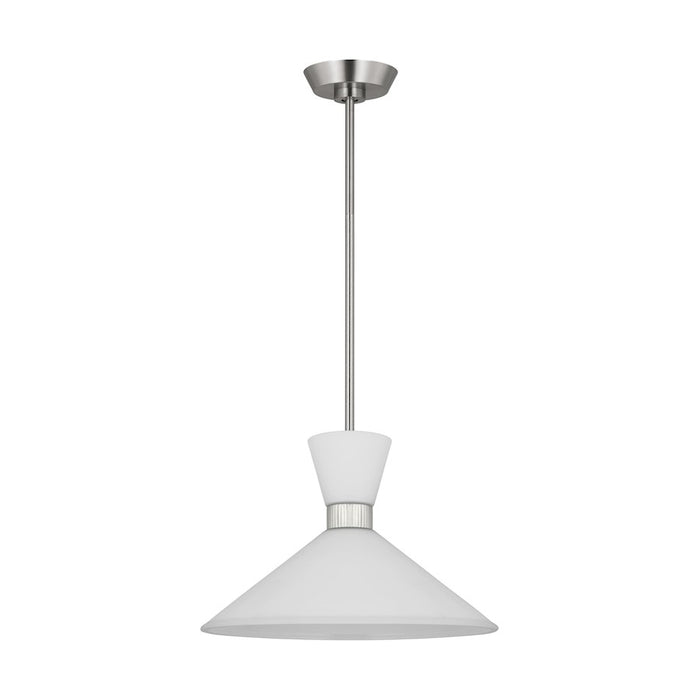 Visual Comfort Studio Belcarra 1-Lt Med Pendant, Steel/Etched White