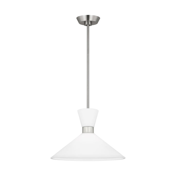 Visual Comfort Studio Belcarra 1-Lt Med Pendant, Steel/Etched White