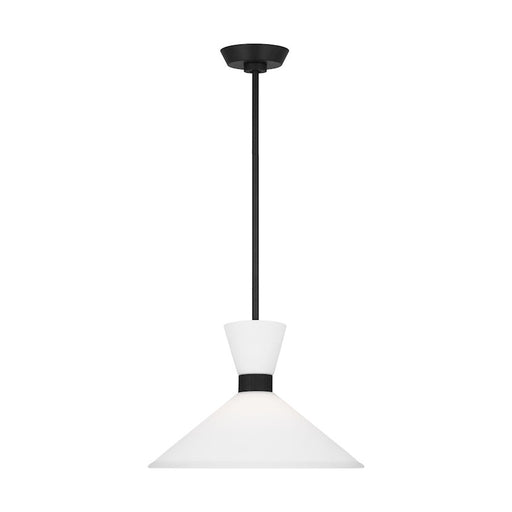 Visual Comfort Studio Belcarra 1-Lt Med Pendant, Black/Etched White - DJP1091MBK