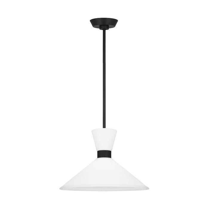 Visual Comfort Studio Belcarra 1-Lt Med Pendant, Black/Etched White