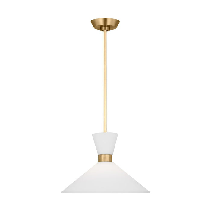 Visual Comfort Studio Belcarra 1-Lt Med Pendant, Brass/Etched White - DJP1091SB