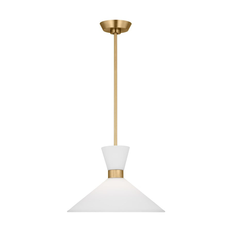 Visual Comfort Studio Belcarra 1-Lt Med Pendant, Brass/Etched White - DJP1091SB