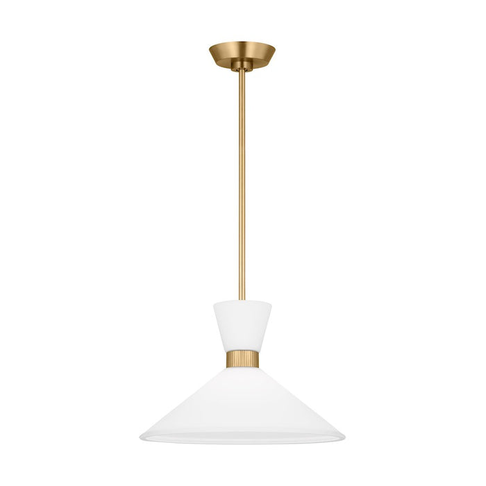 Visual Comfort Studio Belcarra 1-Lt Med Pendant, Brass/Etched White