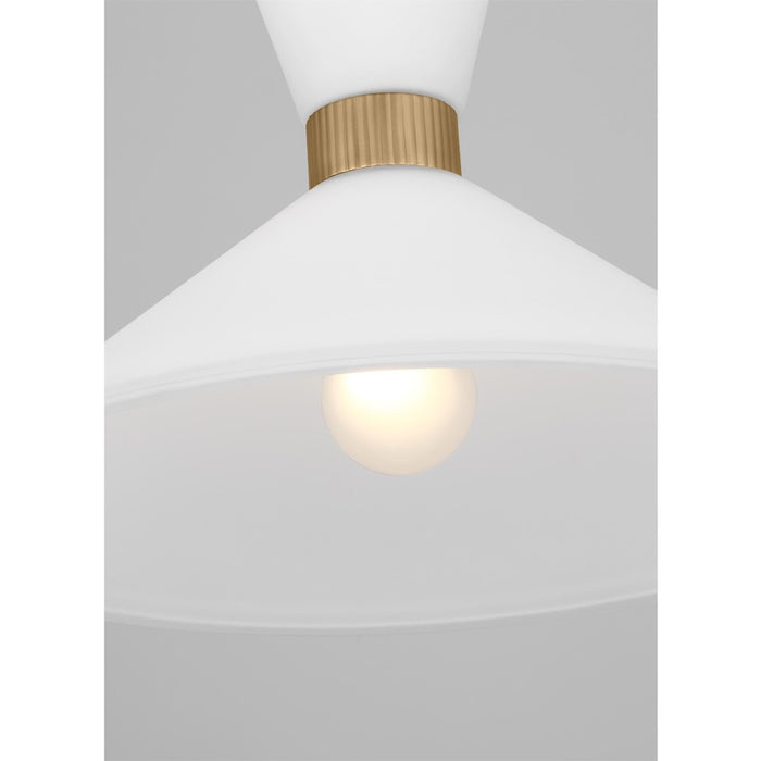 Visual Comfort Studio Belcarra 1-Lt Med Pendant, Brass/Etched White