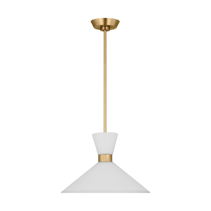 Visual Comfort Studio Belcarra 1-Lt Med Pendant, Brass/Etched White