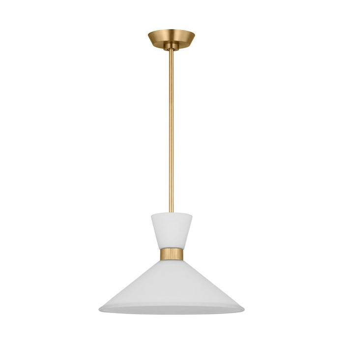 Visual Comfort Studio Belcarra 1-Lt Med Pendant, Brass/Etched White