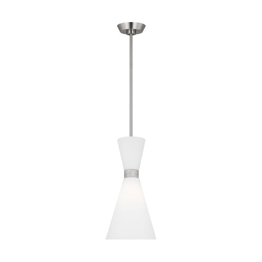 Visual Comfort Studio Belcarra 1-Lt SM Pendant, Steel/Etched White - DJP1101BS