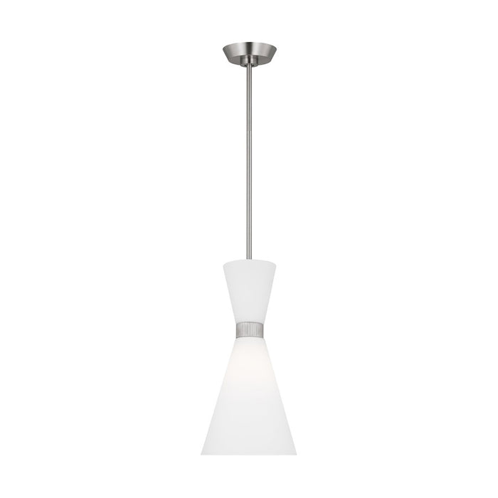 Visual Comfort Studio Belcarra 1-Lt SM Pendant, Steel/Etched White - DJP1101BS