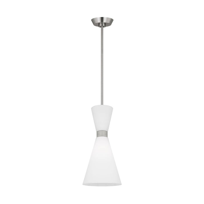 Visual Comfort Studio Belcarra 1-Lt SM Pendant, Steel/Etched White