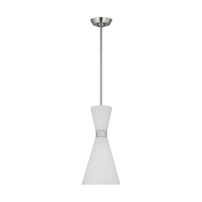 Visual Comfort Studio Belcarra 1-Lt SM Pendant, Steel/Etched White