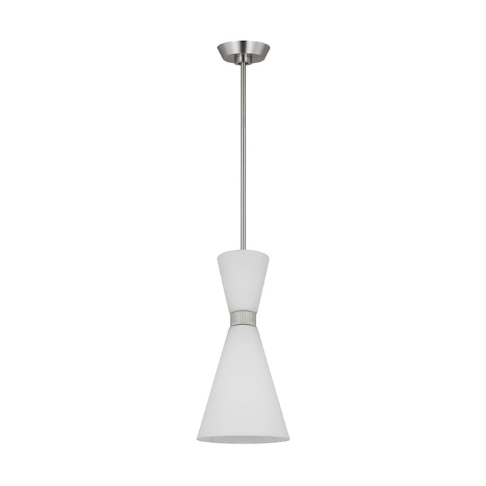 Visual Comfort Studio Belcarra 1-Lt SM Pendant, Steel/Etched White