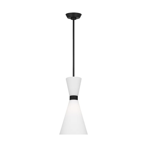 Visual Comfort Studio Belcarra 1-Lt SM Pendant, Black/Etched White - DJP1101MBK