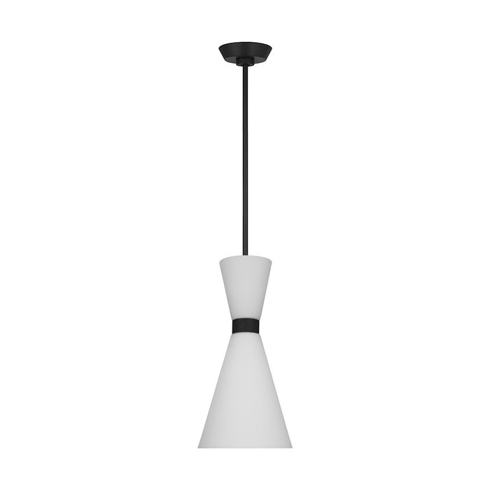 Visual Comfort Studio Belcarra 1-Lt SM Pendant, Black/Etched White