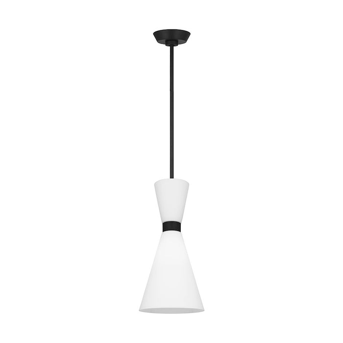 Visual Comfort Studio Belcarra 1-Lt SM Pendant, Black/Etched White