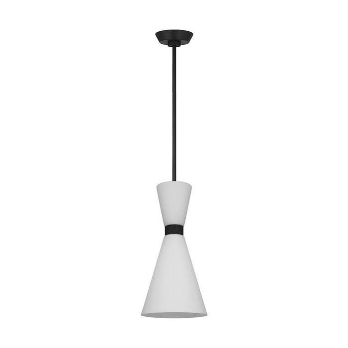 Visual Comfort Studio Belcarra 1-Lt SM Pendant, Black/Etched White