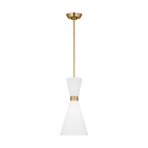 Visual Comfort Studio Belcarra 1-Lt SM Pendant, Brass/Etched White - DJP1101SB