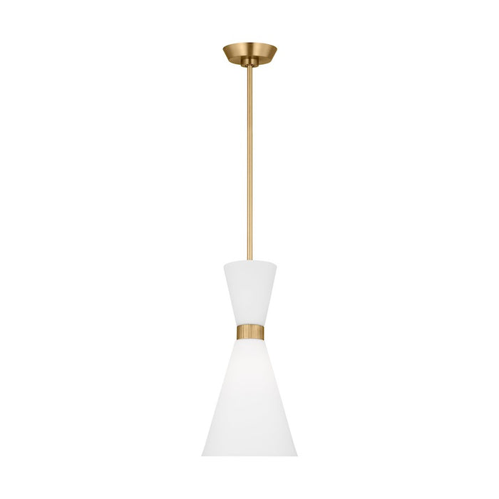 Visual Comfort Studio Belcarra 1-Lt SM Pendant, Brass/Etched White - DJP1101SB