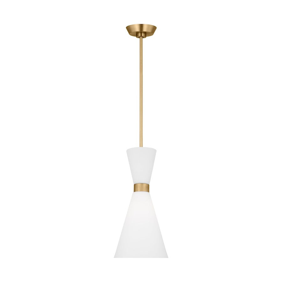 Visual Comfort Studio Belcarra 1-Lt SM Pendant, Brass/Etched White - DJP1101SB