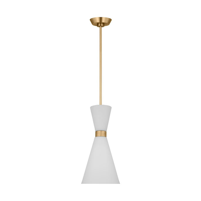 Visual Comfort Studio Belcarra 1-Lt SM Pendant, Brass/Etched White